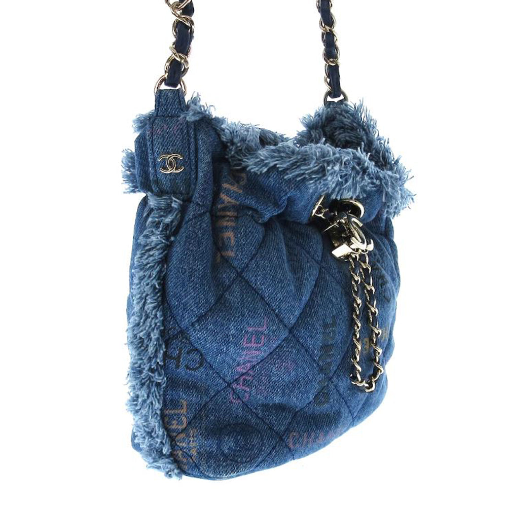 CHANEL Matelasse Shoulder Bag Blue Denim Women's RES21