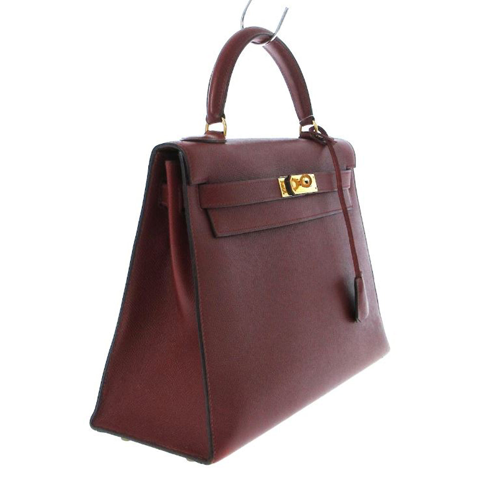 HERMES Kelly 32 Borsa rouge ash Veau Graine Couchevel RES29