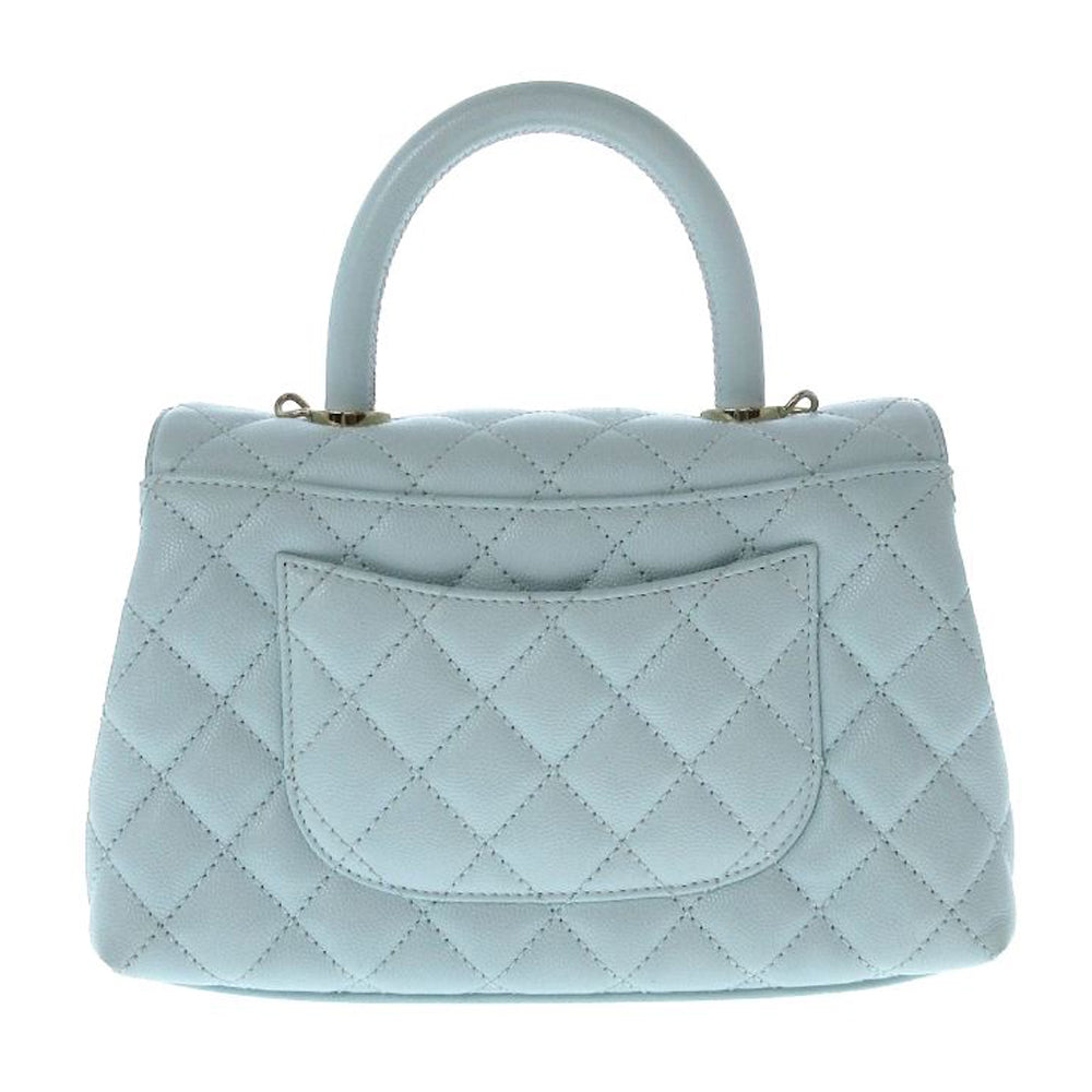 CHANEL Matelasse Top Handle Mini Flap Handbag Light Blue Donna RES31