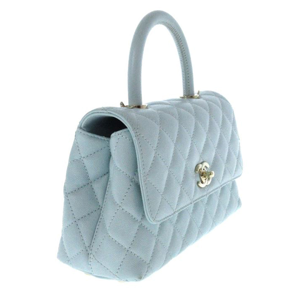 CHANEL Matelasse Top Handle Mini Flap Handbag Light Blue Donna RES31