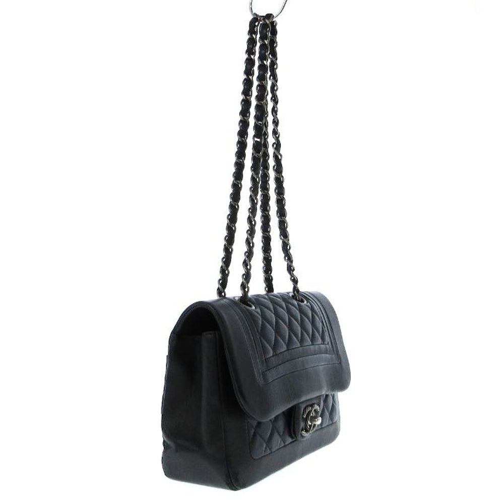 CHANEL Bolso de hombro Matelasse Azul marino oscuro Negro Piel de cordero Mujer RES36