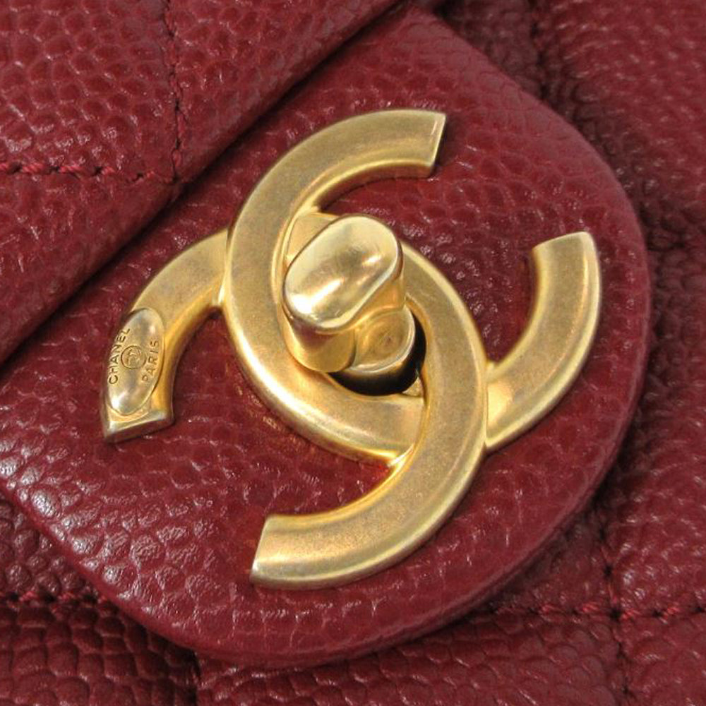 CHANEL Mini Matelasse Kleine Klappe Umhängetasche Bordeaux Kaviarhaut Damen RES37