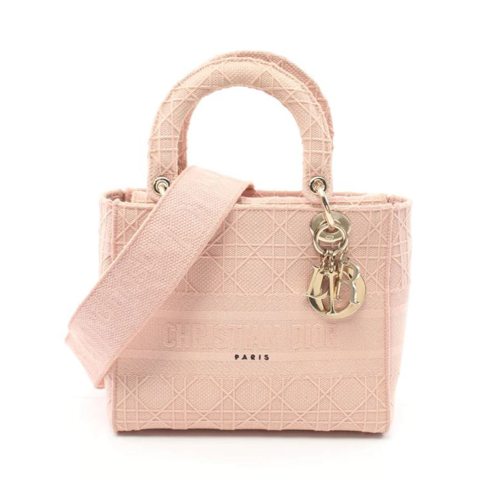 CHRISTIAN DIOR Lady D-Lite Medium Handtasche Canvas Rosa RES40