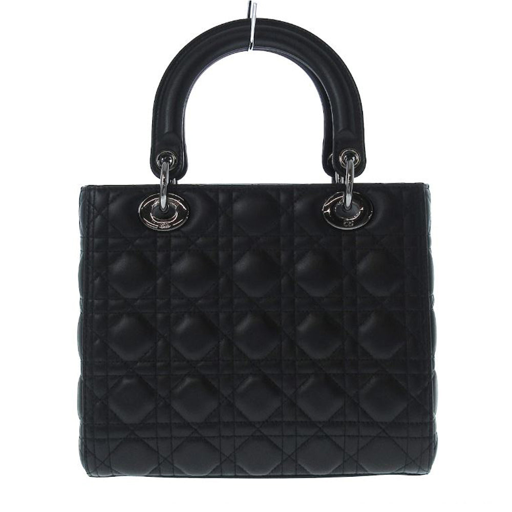 CHRISTIAN DIOR Lady Dior Medium Sac à main noir en cuir d'agneau Femmes RES42