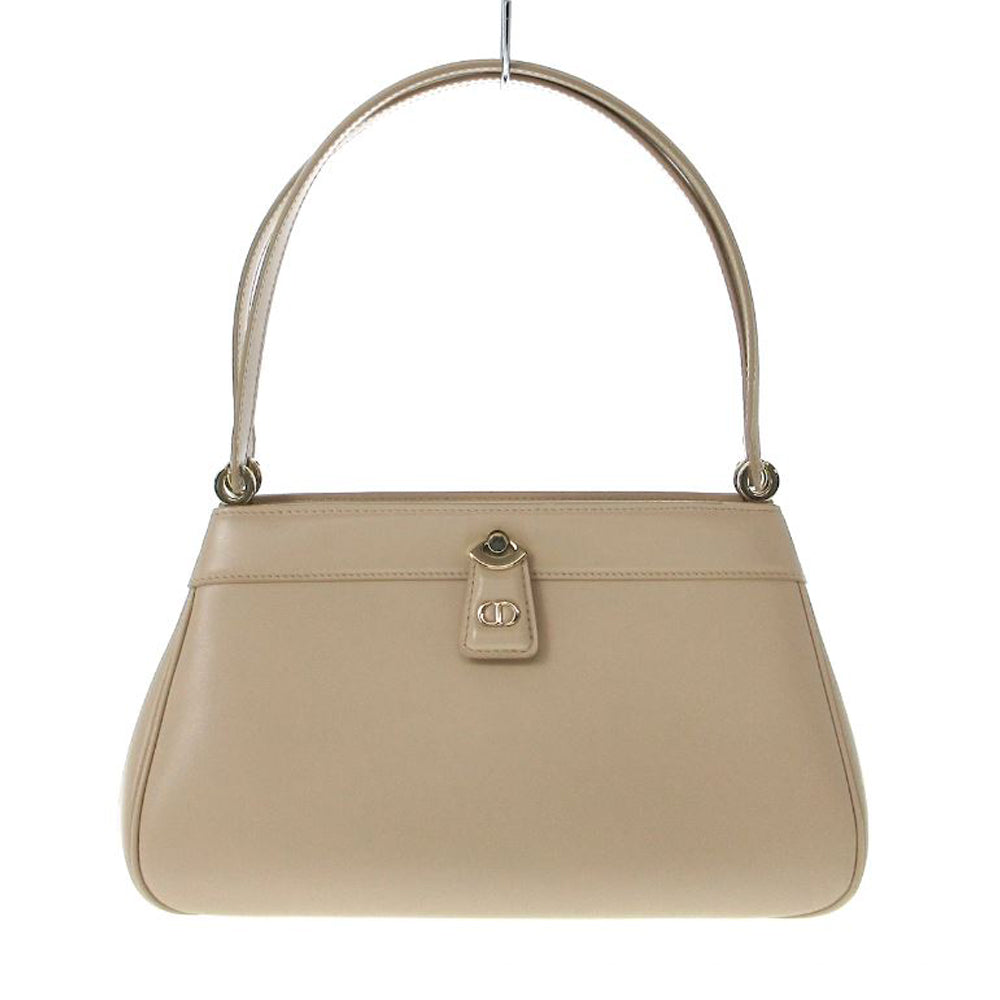 CHRISTIAN DIOR Key Bag Medium Handbag Beige Leather Women's RES43