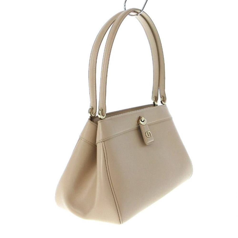 CHRISTIAN DIOR Key Bag Medium Handbag Beige Leather Women's RES43