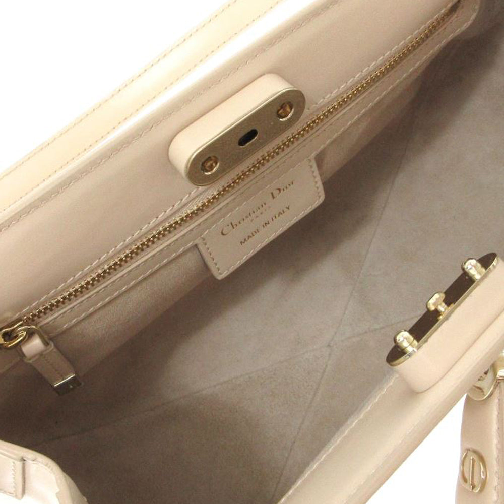 CHRISTIAN DIOR Key Bag Medium Handbag Beige Leather Women's RES43