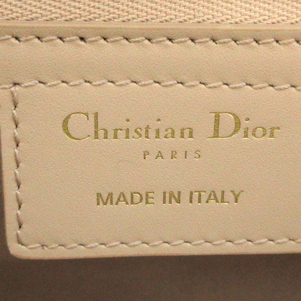 CHRISTIAN DIOR Key Bag Medium Handbag Beige Leather Women's RES43