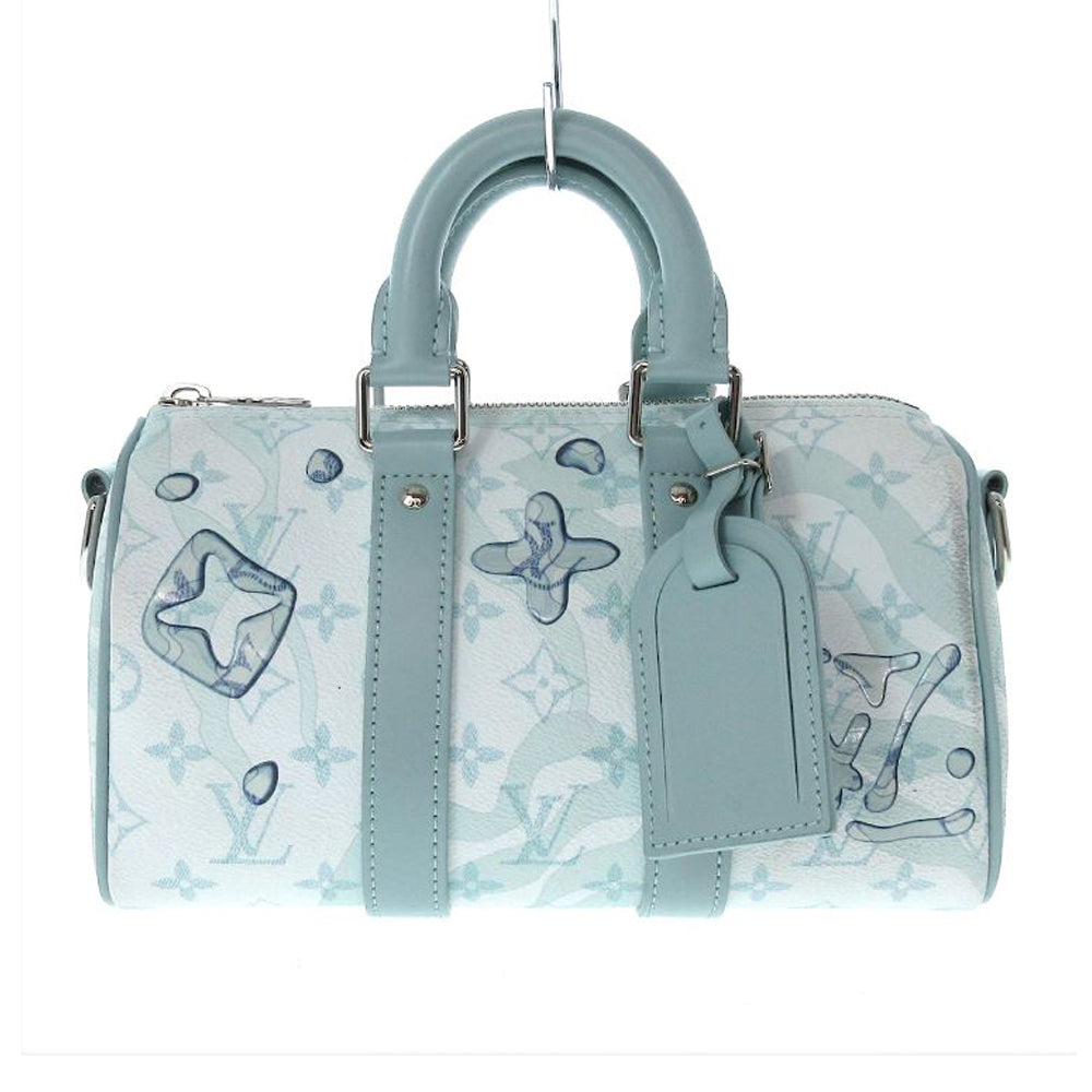 LOUIS VUITTON Keepall Bandouliere 25 Monogram Aqua Garden Handbag RES47