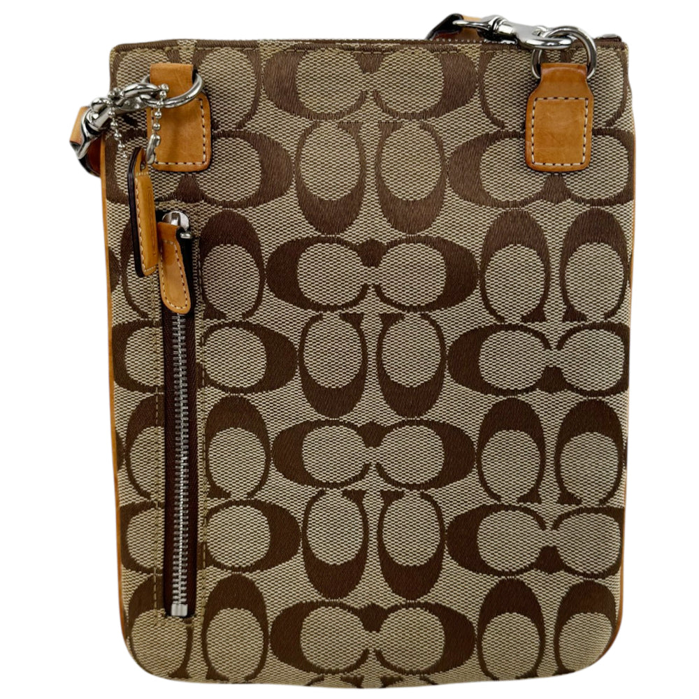 COACH Brown Signature Canvas Swingpack Crossbody Bag LHQ2006