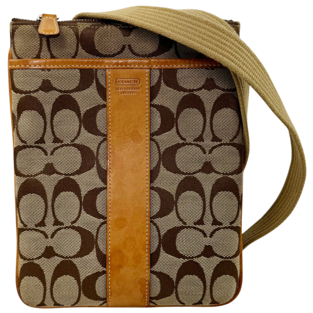 COACH Brown Signature Canvas Swingpack Crossbody Bag LHQ2006