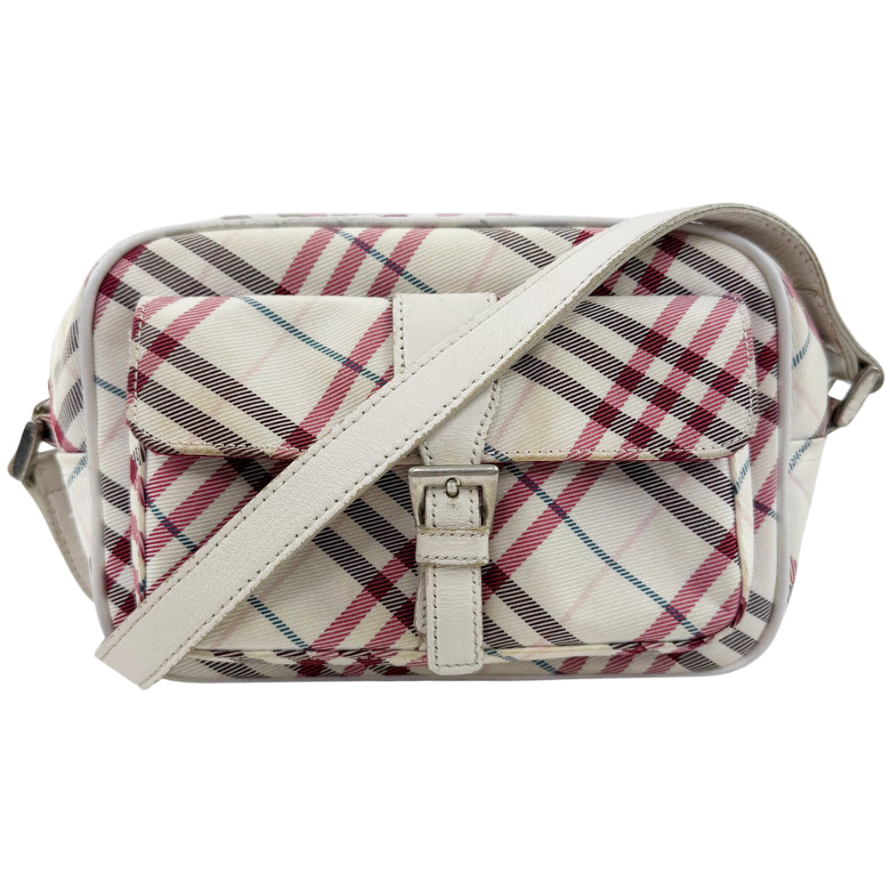 BURBERRY Blue Label White Nova Check Shoulder Crossbody Bag LHQ2059