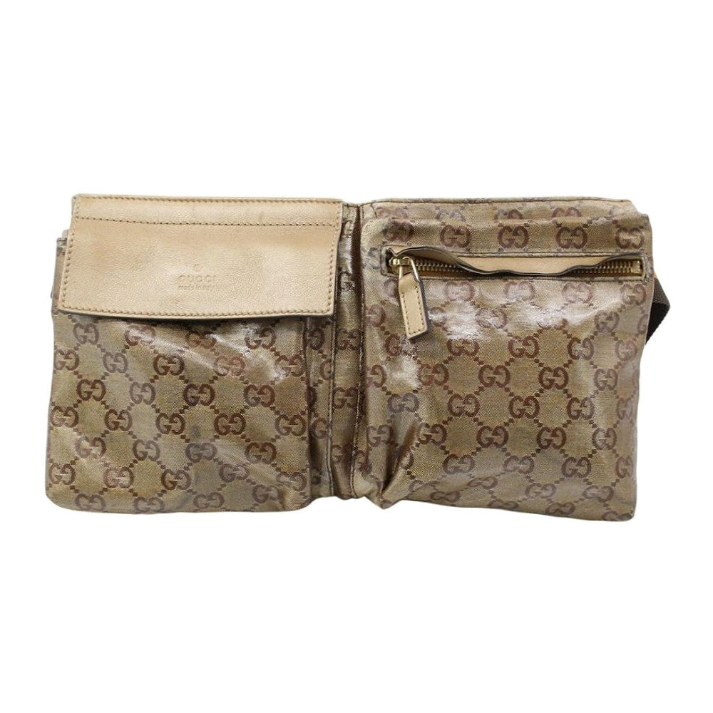 GUCCI GG Brown Crystal Canvas Crossbody Waist Bag LHQ2319