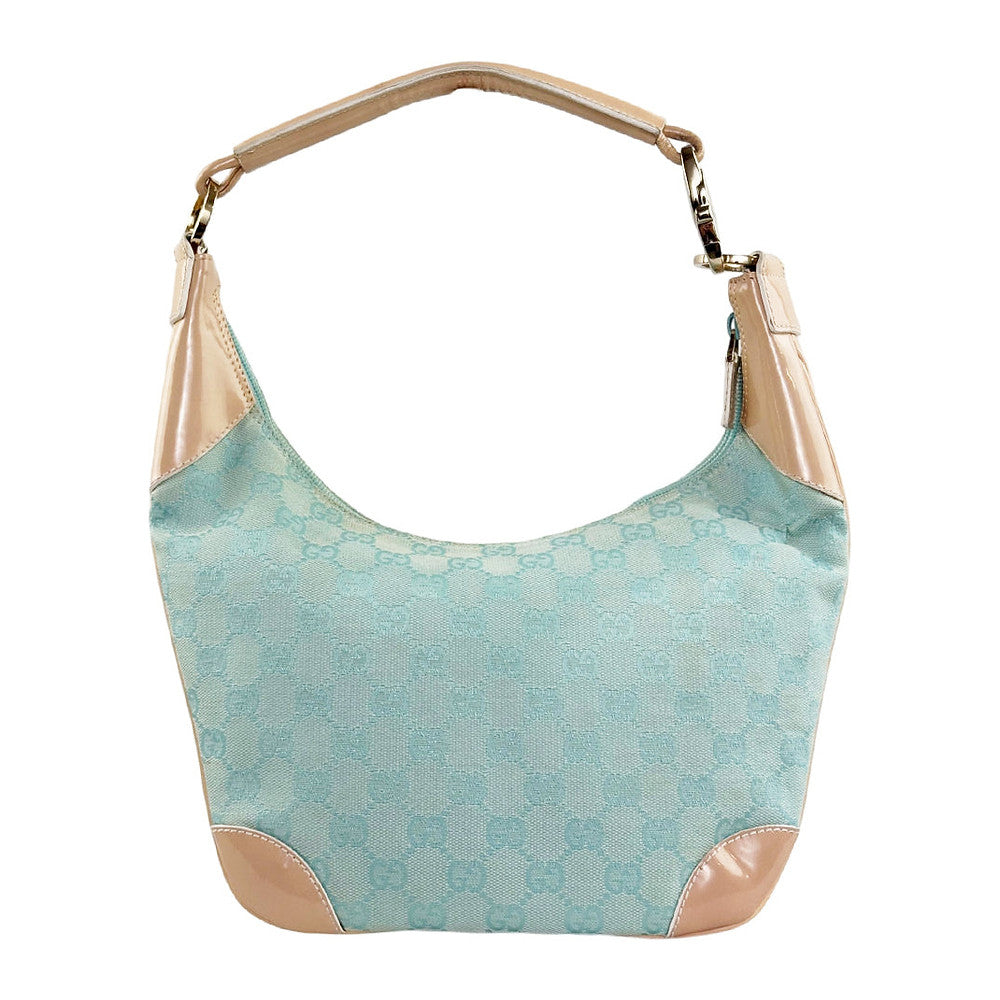 GUCCI GG Light Blue Canvas Hobo Shoulder Bag LHQ2423