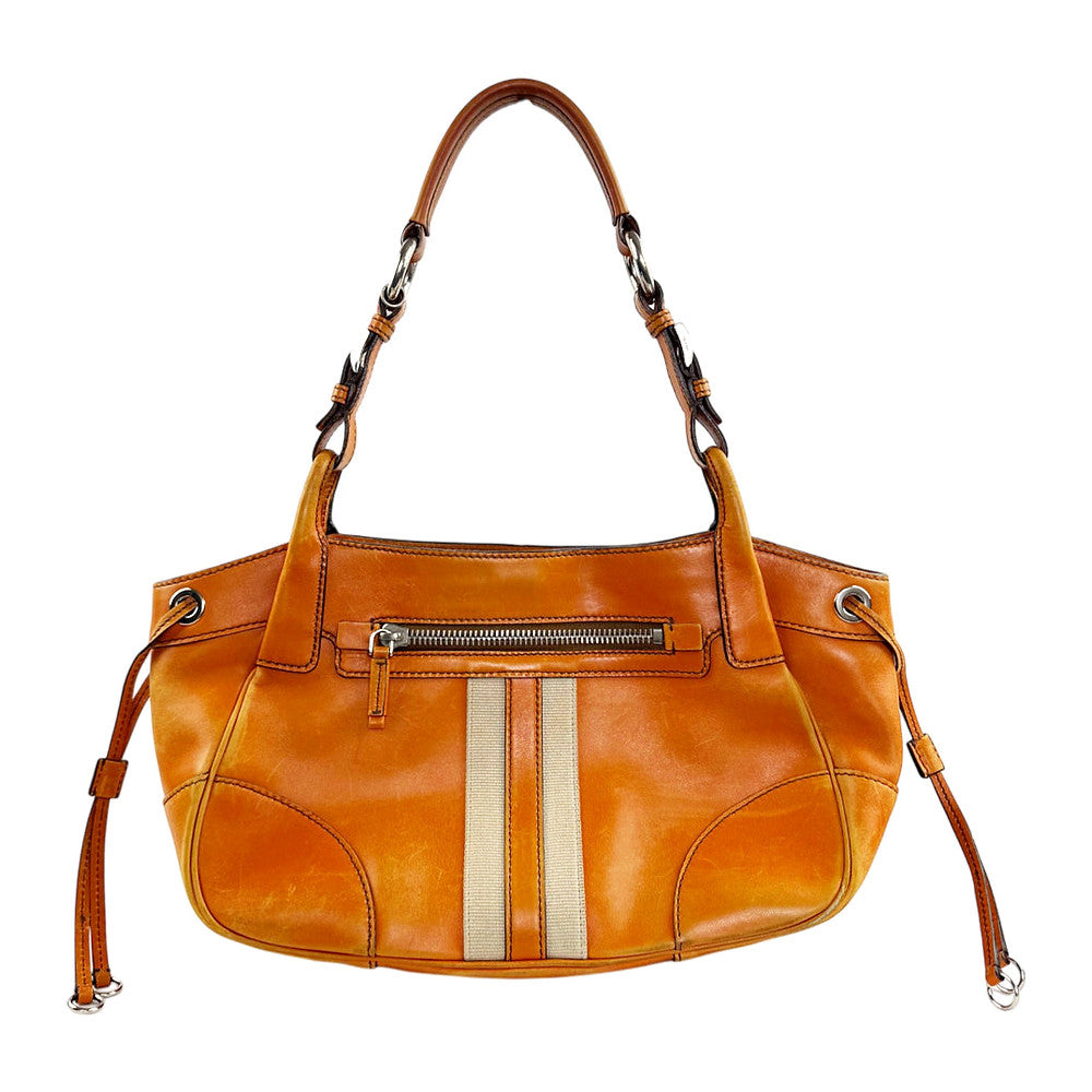 PRADA Paglia Orange Leather Shoulder Bag LHQ2432
