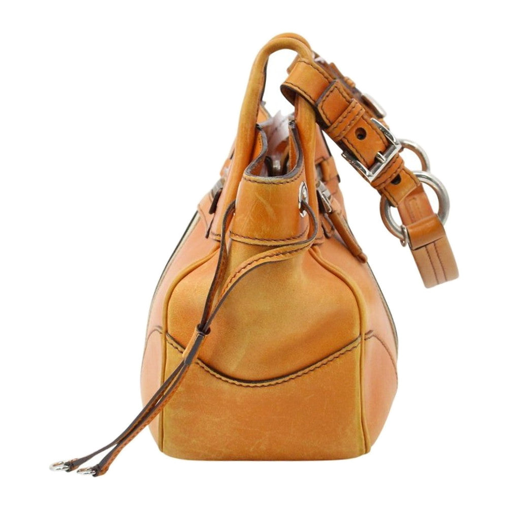 PRADA Paglia Orange Leather Shoulder Bag LHQ2432