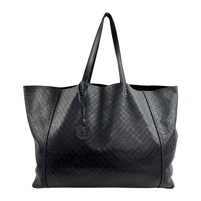 BOTTEGA VENETA Intrecciomirage Butterfly Black Leather Tote Bag LHQ2434
