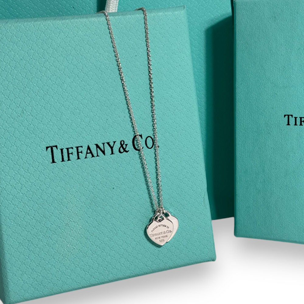 TIFFANY & Co. Necklace Double Return To Pendant Silver LHQ105