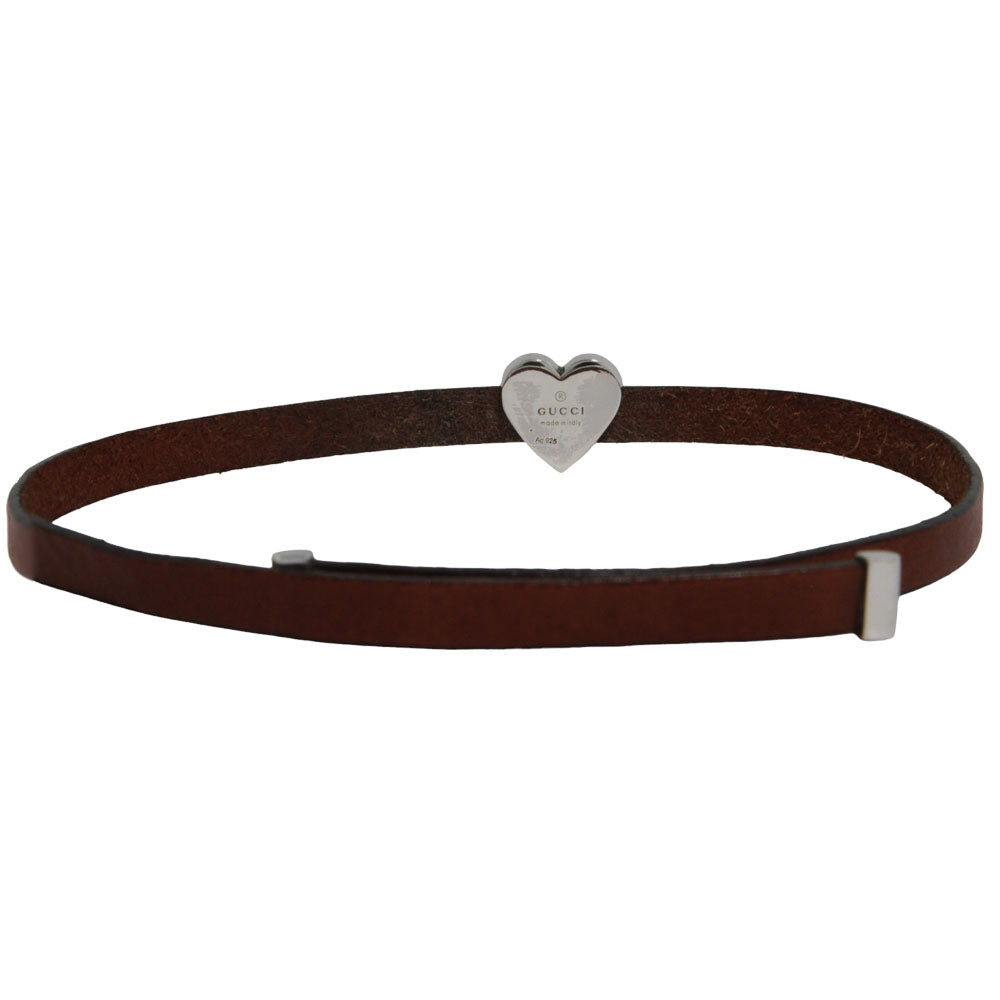 GUCCI Bracciale donna a cuore in pelle e argento LHQ140